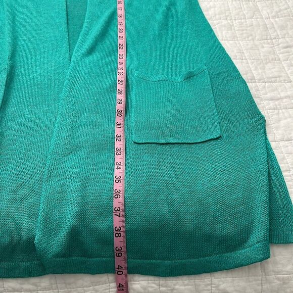 J. Jill Women’s Linen Blend Lightweight Green Open Front Long Cardigan  1X - Picture 9 of 9